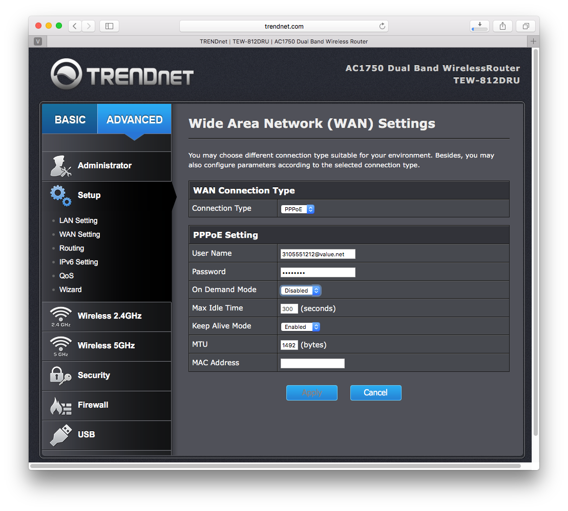 trendnet pppoe